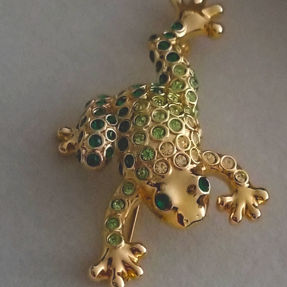 😎🎁❤️ vintage Money crystal Frog brooch  pin❤️🎁 - Picture 2 of 15